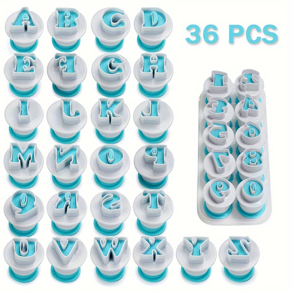 

36/62pcs Biscuit Stamp Impress Cutters, Alphabet Letter And Number Fondant Cake Biscuit Mold, Letter Shaped Diy Cookie Biscuit Mold, Kitchen Accessories, Baking Tools, Diy Supplies