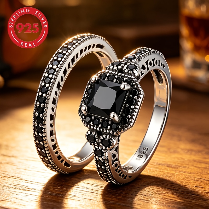 Image of 925 Sterling ' Fashionable Stacked Ring, For Vacations, Luxury, , Parties. Set With Integrated Cubic Zirconia, High Quality Ladies' Ring, Suitable For Vacation Trips, Daily Wear