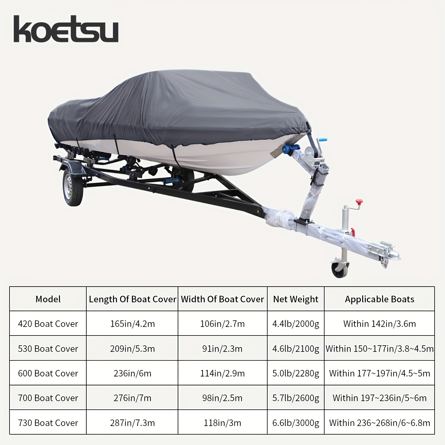 KOETSU Boat Cover in 420D Oxford Cloth