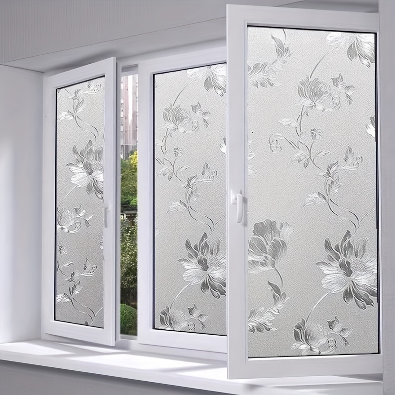 TEMU 1 Roll Of Patterned Window Privacy Film, Electrostatic Glass Film, And Sunshade Removable Window Stickers. Decorative Glass Window Film Decal,