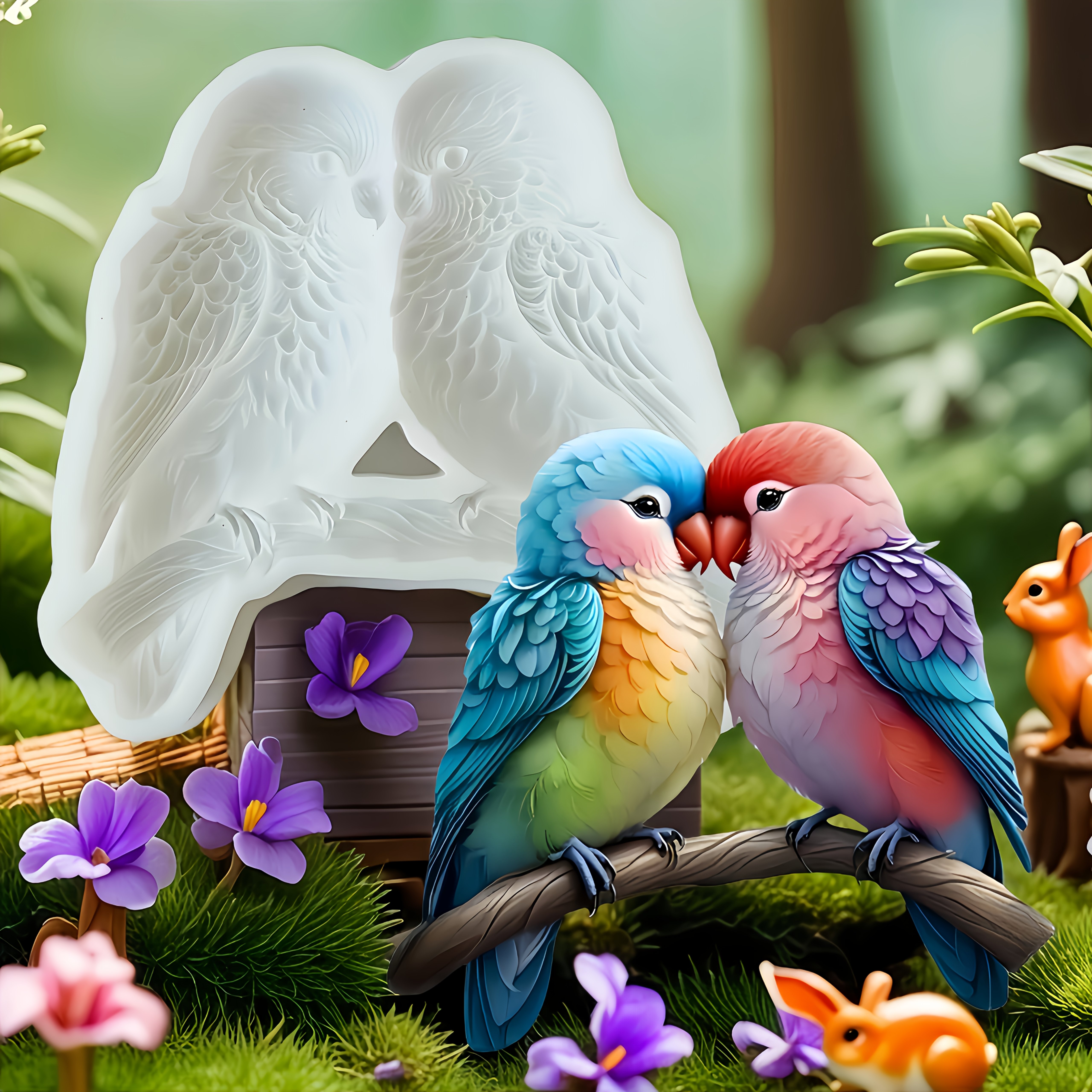 1pc, 2 Cute Parrot Creative Shaped Gummies And Fondant Molds, Chocolate Cookie Dropper Molds, Kitchen Baking Molds, Cake Molds