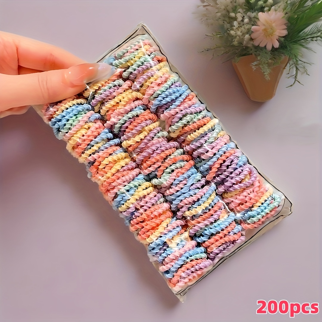 200pcs Of Colorful Macaron Hair Elastics With Great Elasticity And Damage, Hair Additions For Women