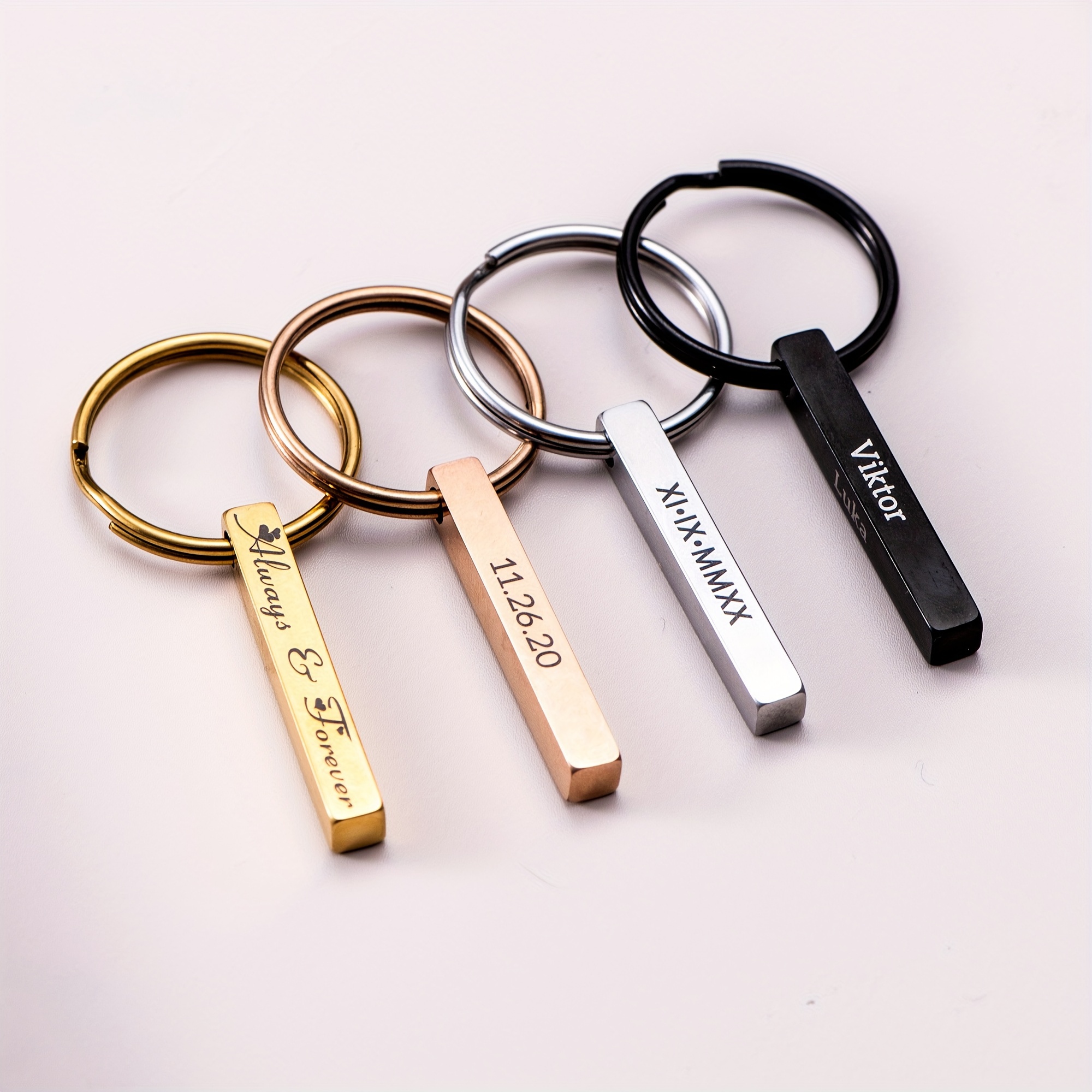 

1pc Men's Customized Text 3d Bar Keychain, Custom Keychain, Custom Text Keychain For Women Men Gifts, 4 Sides Available