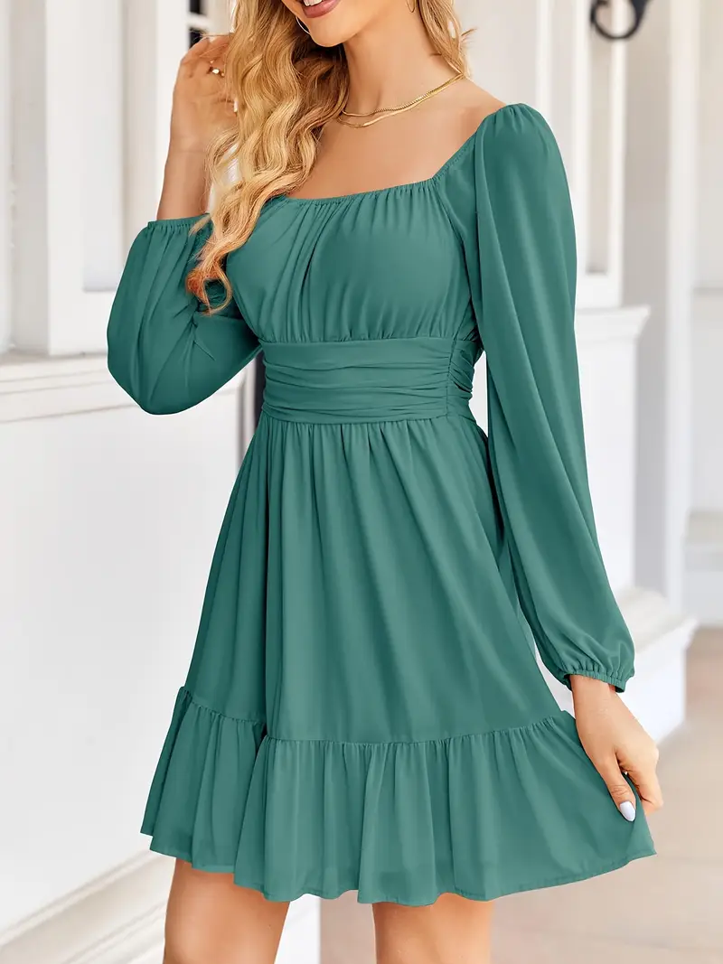 womens mesh long sleeve square neck dress high waist a line - Temu womens mesh long sleeve square neck dress high waist a line - Temu