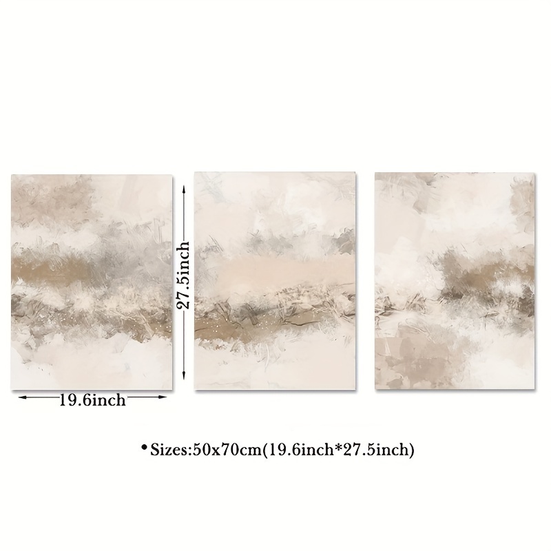 Image of 2d Flat, 2d Flat, 3pcs Neutral Abstract Art Prints Poster Modern Minimalist Nordic Canvas Painting Wall Picture Interior Room Home Decor