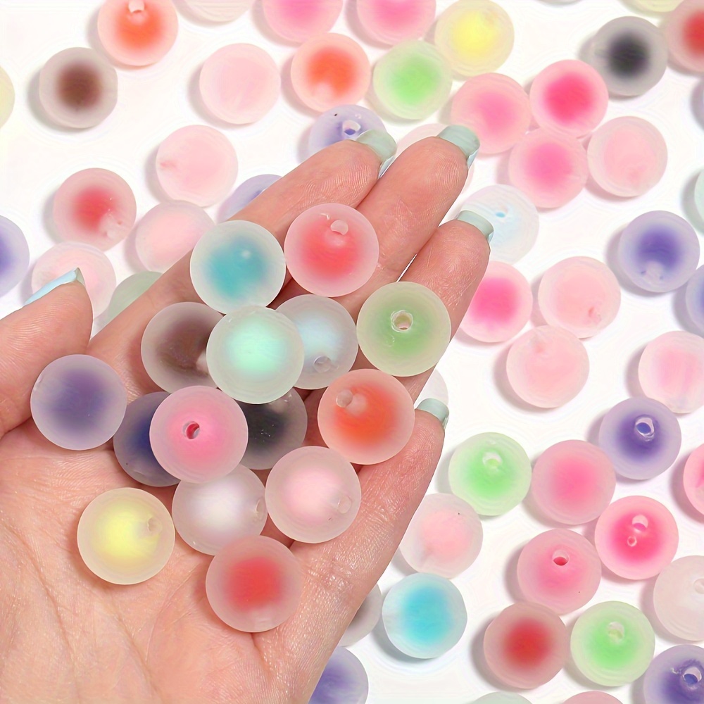 

50pcs 16mm Frosted Inner Color Loose Spacer Beads For Diy Mobile Phone Chain Keychain Making Accessories