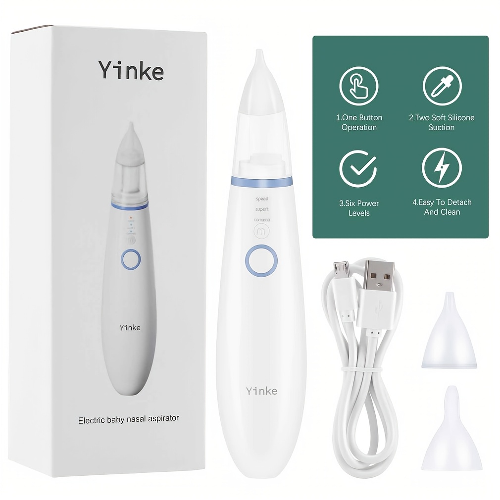 

Usb Rechargeable Electric Nose Cleaner, 3 Levels Of Suction, With 2 Silicone Tips - Portable Snot Extractor