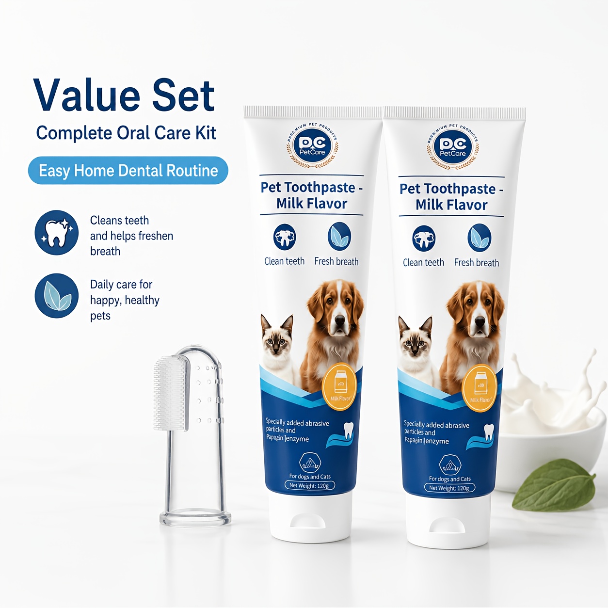 3pcs Pet Toothpaste Set - Specially Designed for Puppies And Kittens, Gently Cleans Teeth, Freshens Breath, And Protects Delicate Gums with a Mild Formula, Suitable for Safe Daily Care of Senior Pets As Well - Image 6