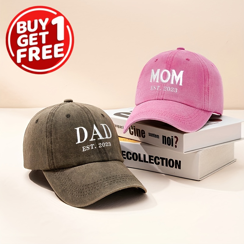 2pcs Couple Baseball Baseball Hat, Dad Hats Soccer Mom & Soccer Dad Embroidered Washed Distressed Dad Hat Breathable Adjustable Sun Hats for Women