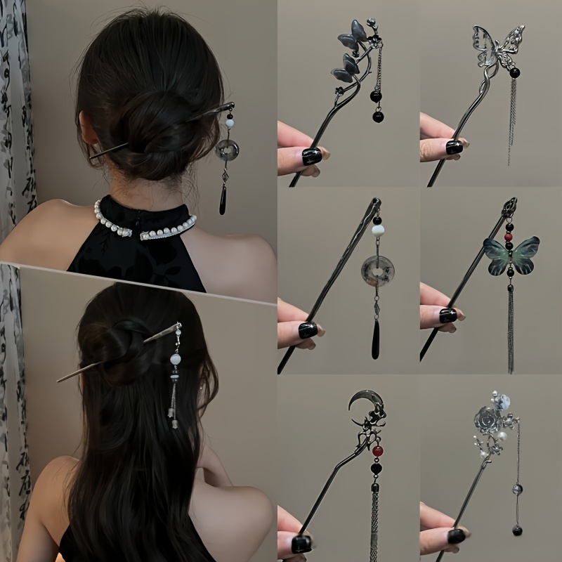 6pcs alloy elegant     tassel hairpin set suitable for women and ladies fashionable trendy cool hair accessories perfect as birthday holiday costume party photo gift   for her Product details 1
