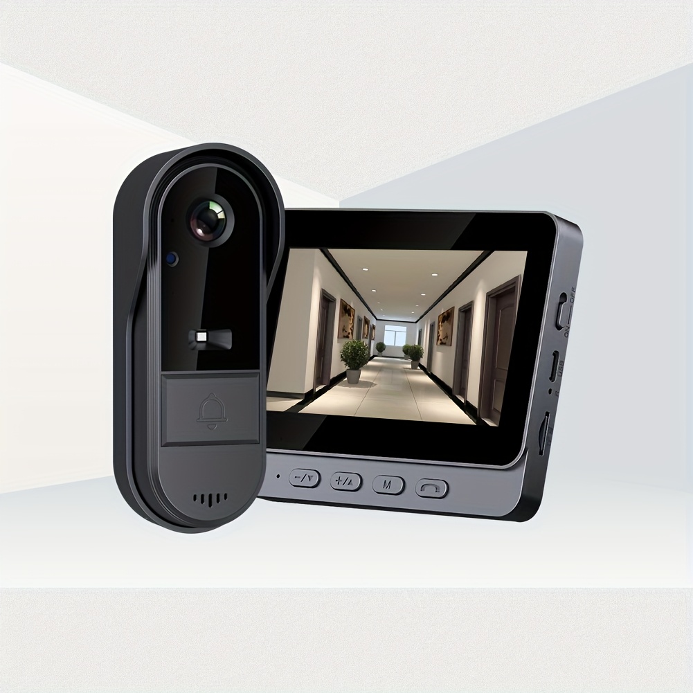 sonnette vidéo intelligente   fil, sonnette vidéo  , avec écran hd 1080p de 4,3 pouces,   de 160°, fonction    , pas de abonnement, pas dapplication, pas de réseau   fil, fonction dappel vocal bidirectionnel pour la surveillance de  
