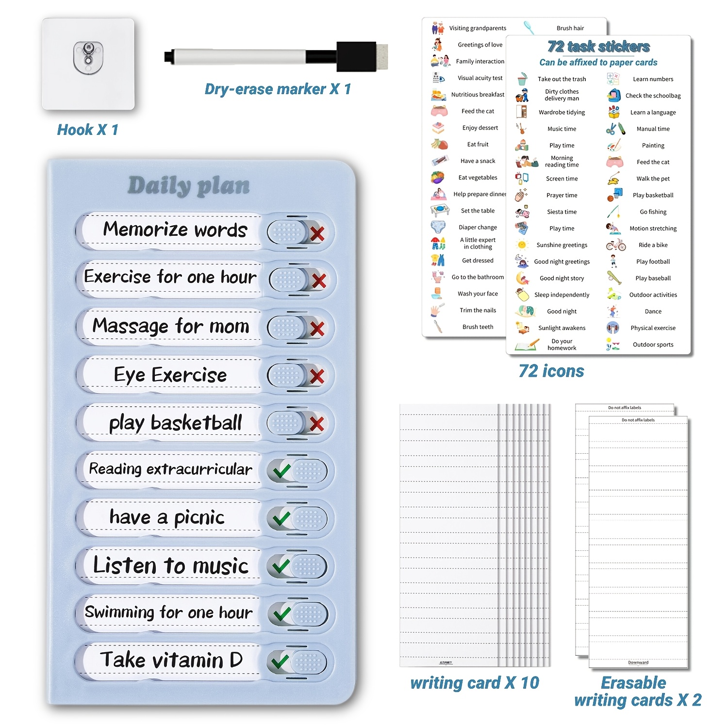 TEMU 1 Set Magnetic Dry Erase Chore Chart With Task Stickers Optional, Routine Chart Reusable Daily Schedule Board Checklist To Do List Planner For