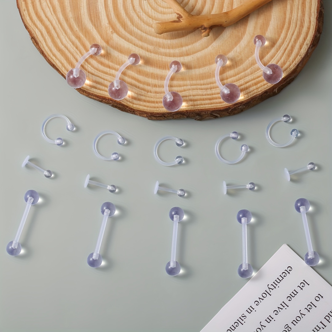 European And American -border Transparent Acrylic Human Body Piercing 20pcs Soft Rod Stud Tongue Stud Eyebrow Stud Lip Stud