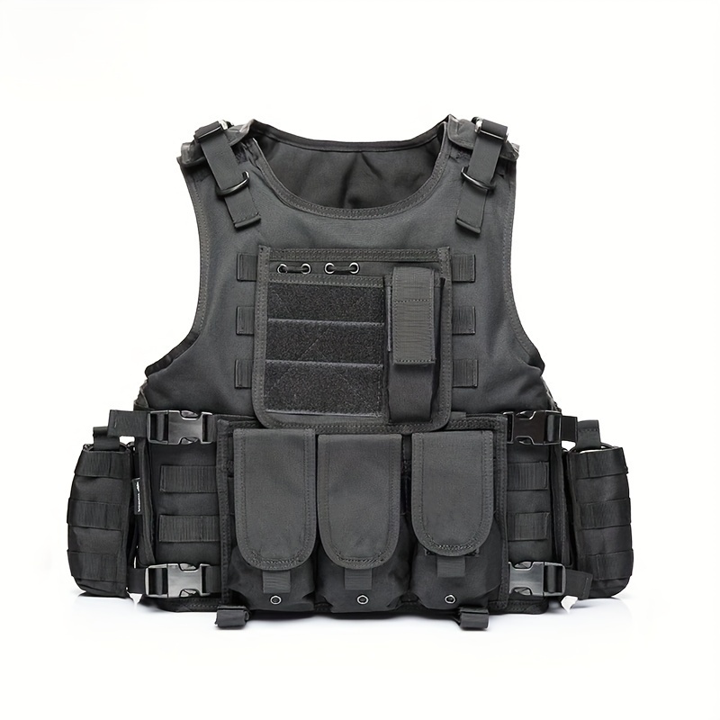 

1pc Adjustable Quick Release Lightweight Multifunctional Vest With Molle Webbing, Polyester, Black, For Camping, Fishing, Hunting, , And Adventure, Perfect Gift For Men, Camping And Survival Gear