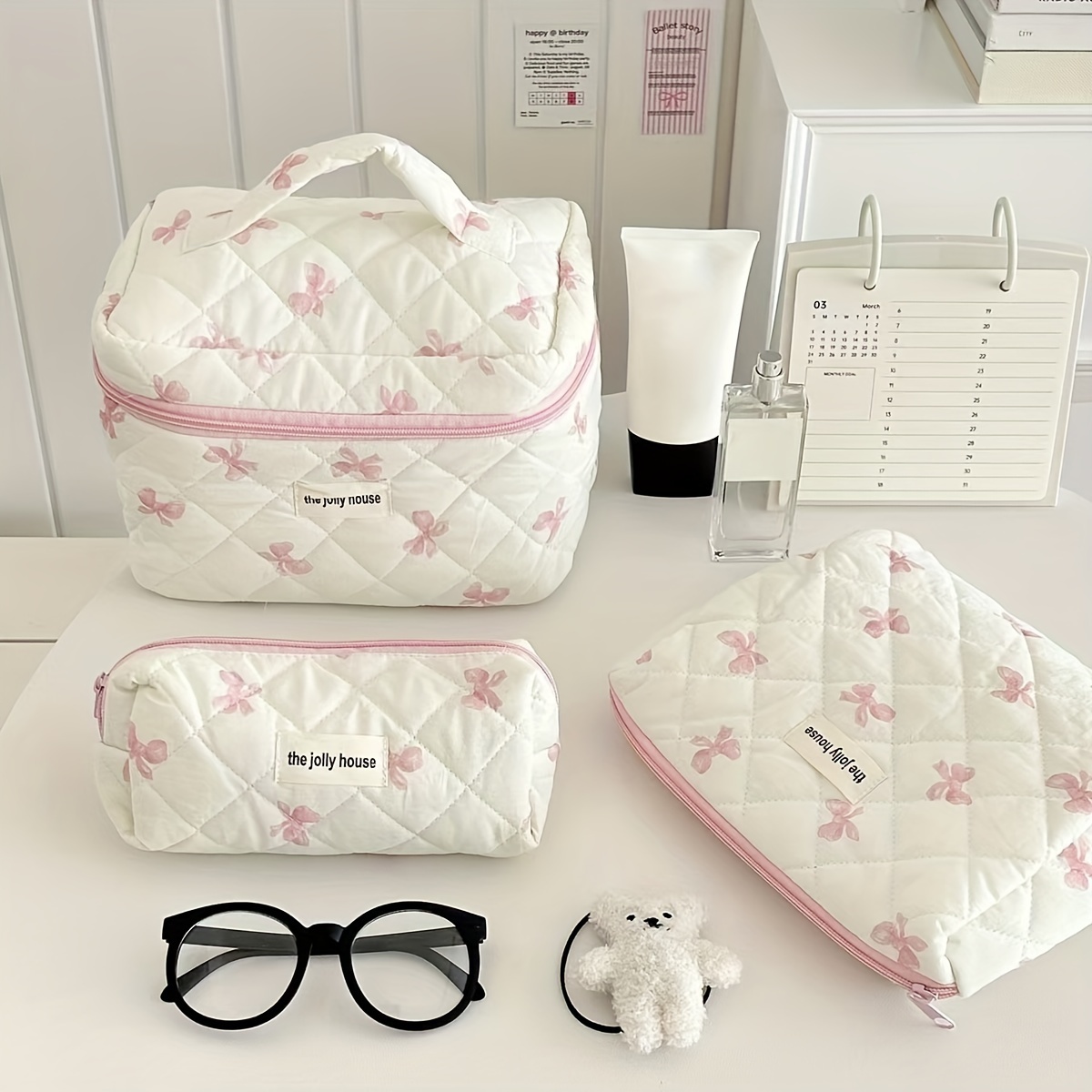 

Women's Large Capacity Quilted Cosmetic Bag, Cute And Lightweight Travel Cosmetic Bag, Portable Toiletry Storage Bag, Suitable For Cosmetics And Hygiene Products