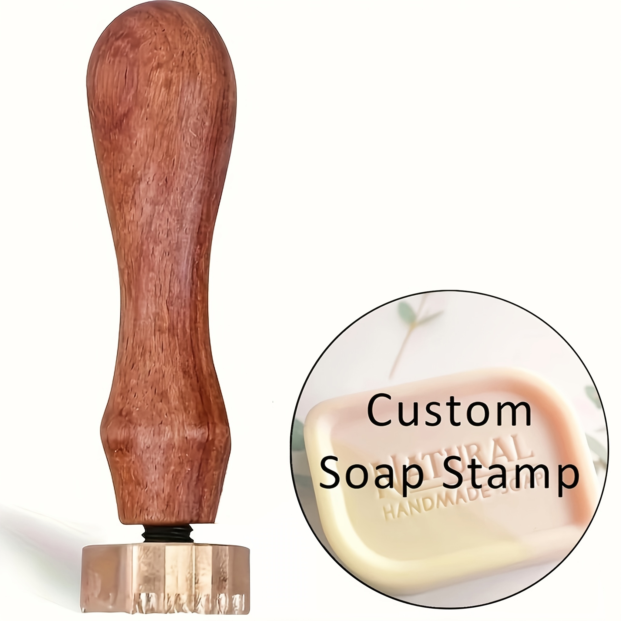 

Custom Soap Stamp With - Diy Crafting Tool, Professional Copper Brass Seal With Wooden Handle For Branding & Soap Making