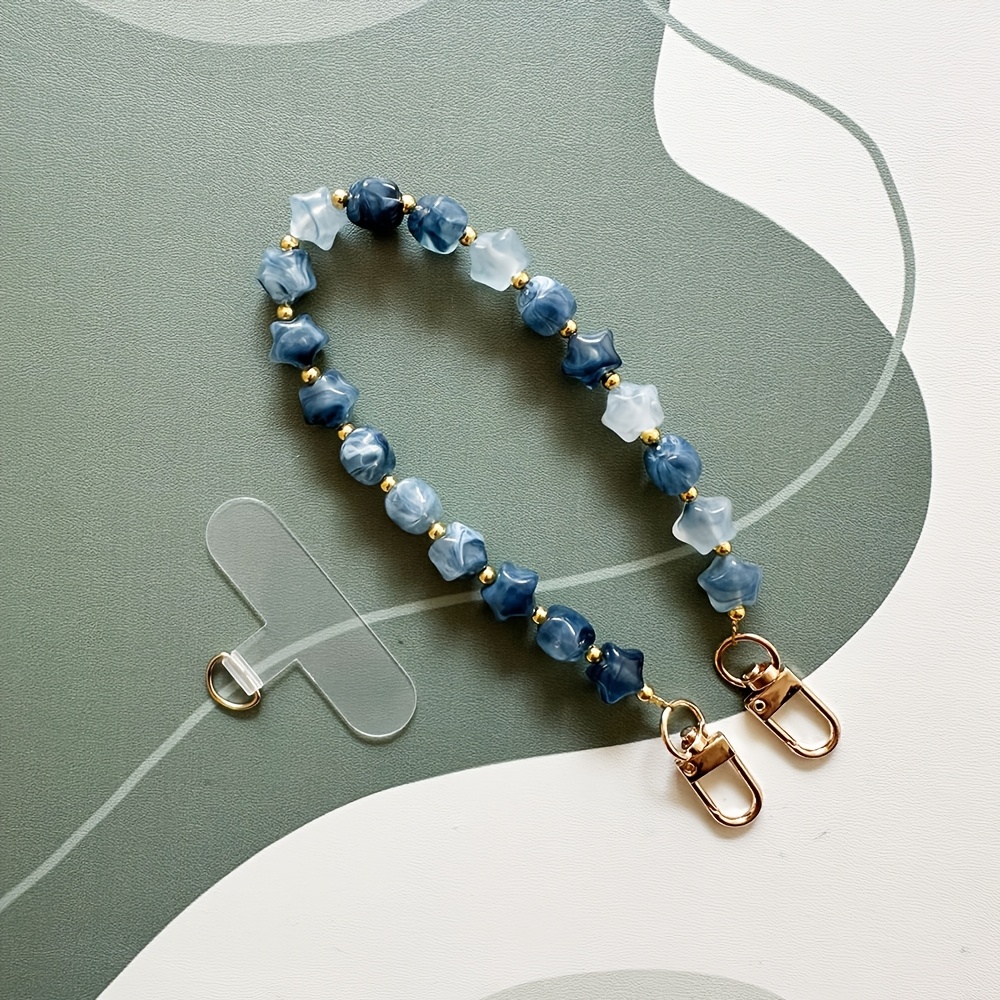 TEMU Nueva y elegante cadena para teléfono con forma de estrella, estilo piedra, colorida y creativa, con cuentas acrílicas hechas a para bolsos