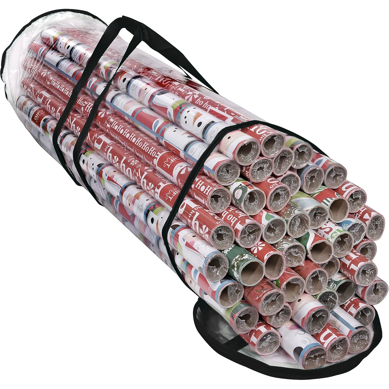 Image of Wrapping Paper Storage Bag, Gift Packaging Organizer, Suitable For 40-inch Long Rolls, Can Hold Up To 24 Rolls, Heavy Duty Transparent Pvc Bag With Top And Side Handles, Gift Wrap Storage