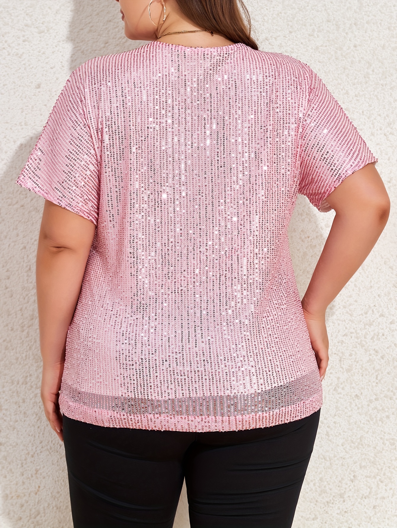 women's plus sequin tops
