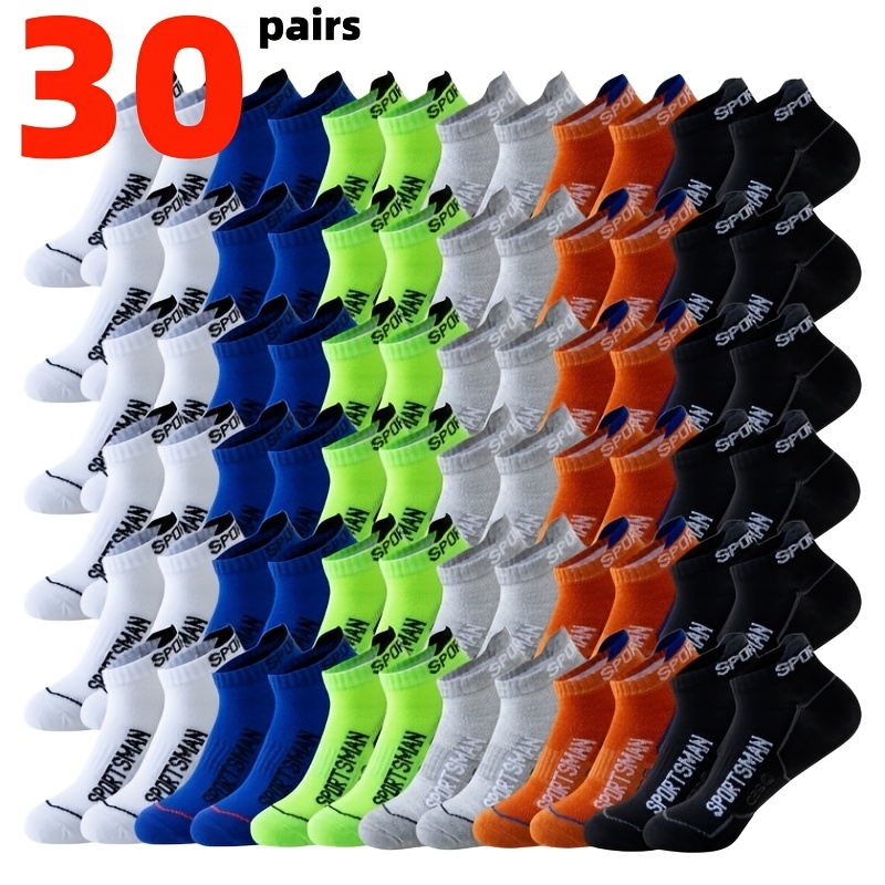 TEMU Mesh Breathable Design, 30-pair Men's Athletic Socks, Sweat-absorbing And Breathable, Suitable For , Business Socks, Sports Socks, Men's Socks,