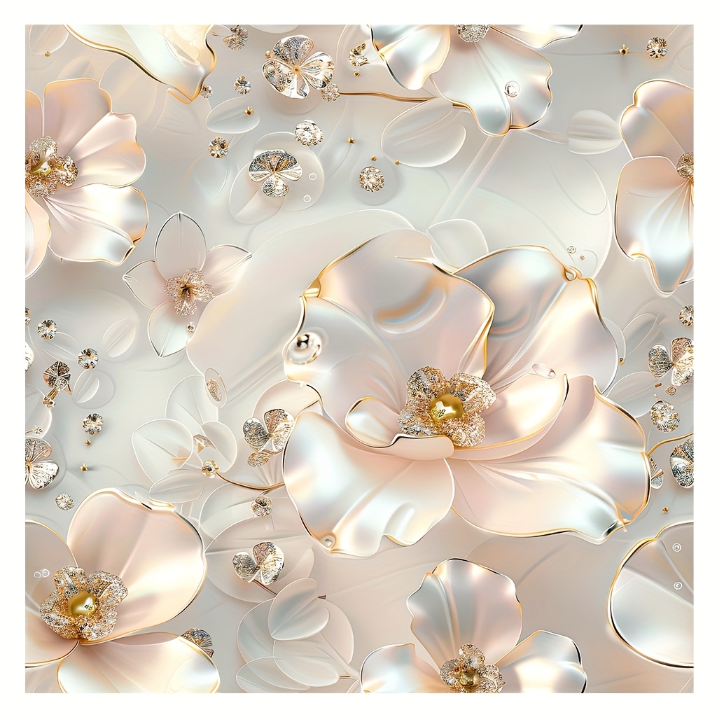 Image of 1pc "elegant Floral Wall Decals - Space Embellishments" - Removable Self-adhesive Pvc Wall Decals For Bedrooms And Living Rooms