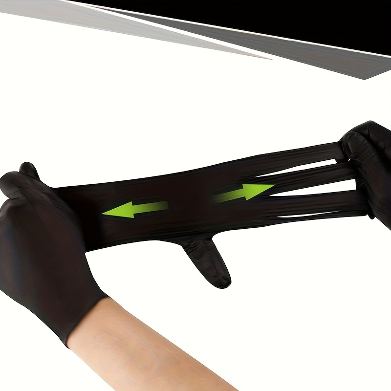 黑色一次性高品质丁腈手套，适用于厨房清洁、家居清洁、汽车护理、美发、美甲、纹身和宠物洗澡、户外活动，无粉末，不含乳胶一次性服装 2