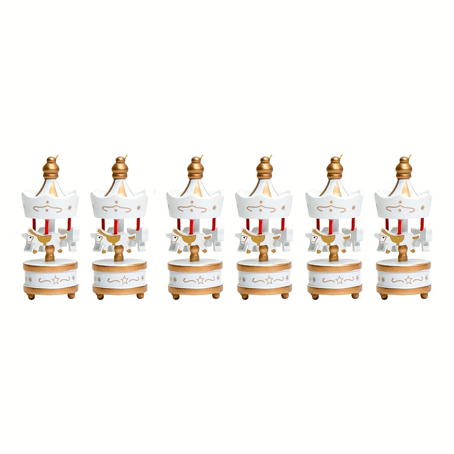 TEMU 6pcs Personalized Name/number Wooden Ornaments - Mini Horse Carousel Horses With Tags, Suitable For Christmas Tree, Easter, New Year' & Hanging