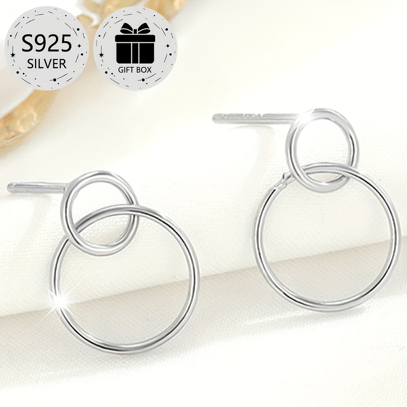 2pcs Geometric Circle Earrings 925 Silver 0.5g
