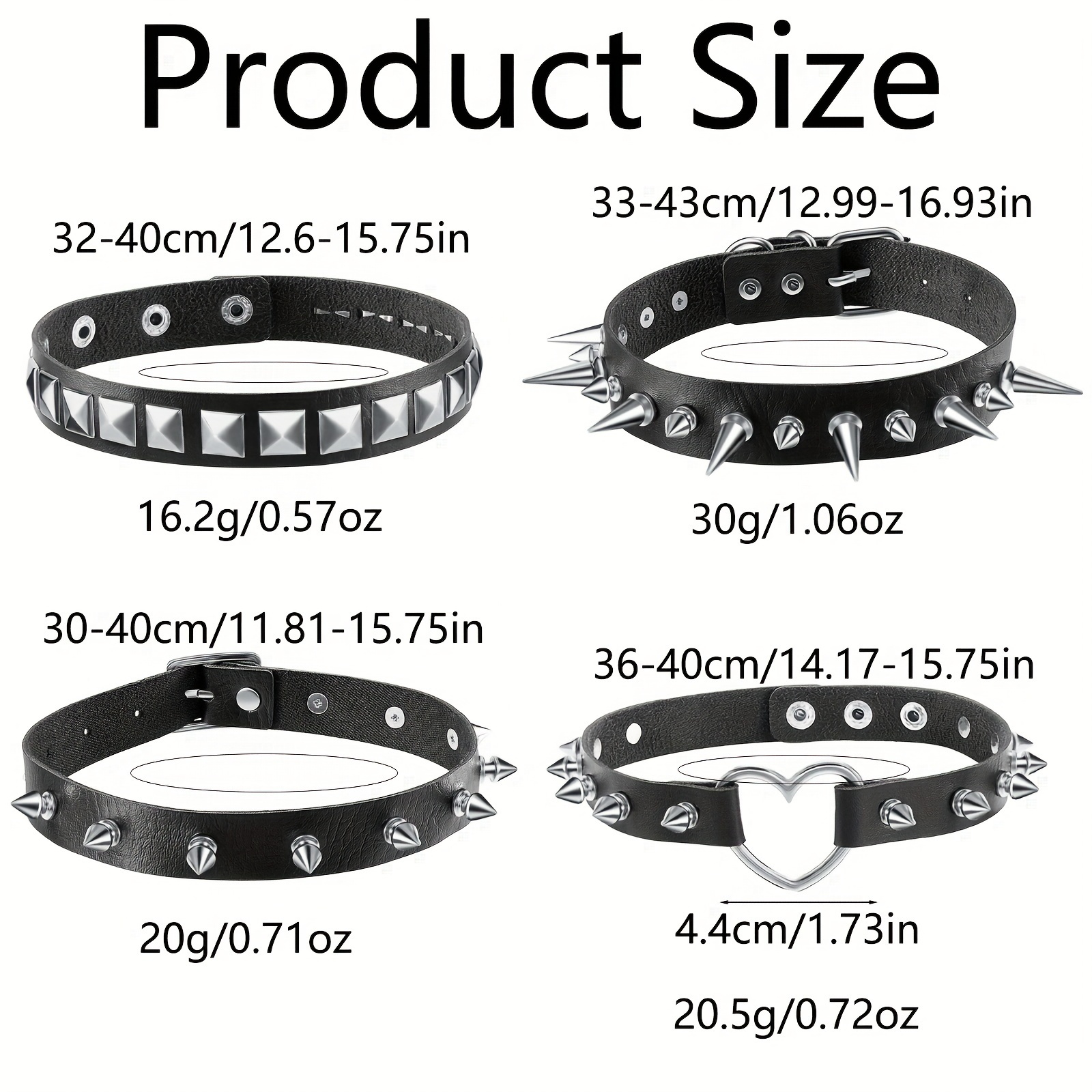 Leather Choker Collar Male Choker Gothic Goth Spike Heart Shape