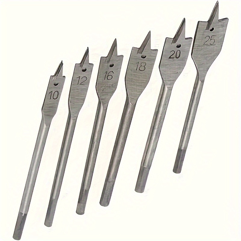 TEMU 6-piece Titanium Coated Drill Bit Set Woodworking - Durable Steel, Unfinished Matte , Professional Carpenter Tools In Multiple Sizes