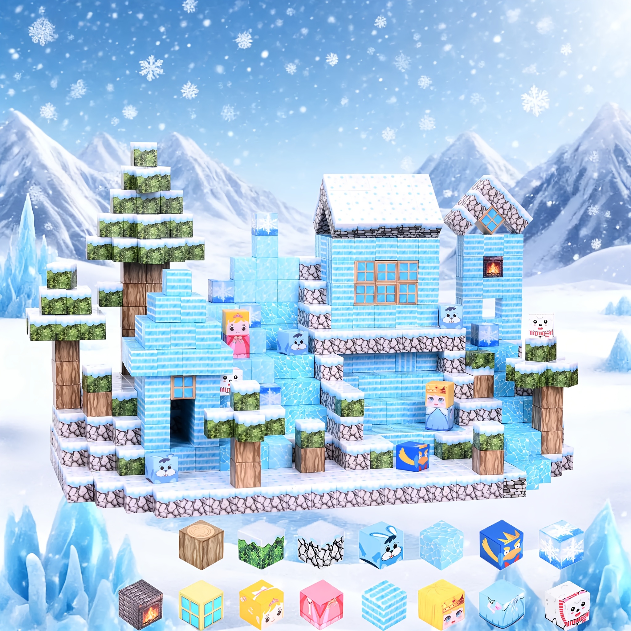 100pcs Magnetic Building Blocks Toy, Ice and Snow Castle Theme