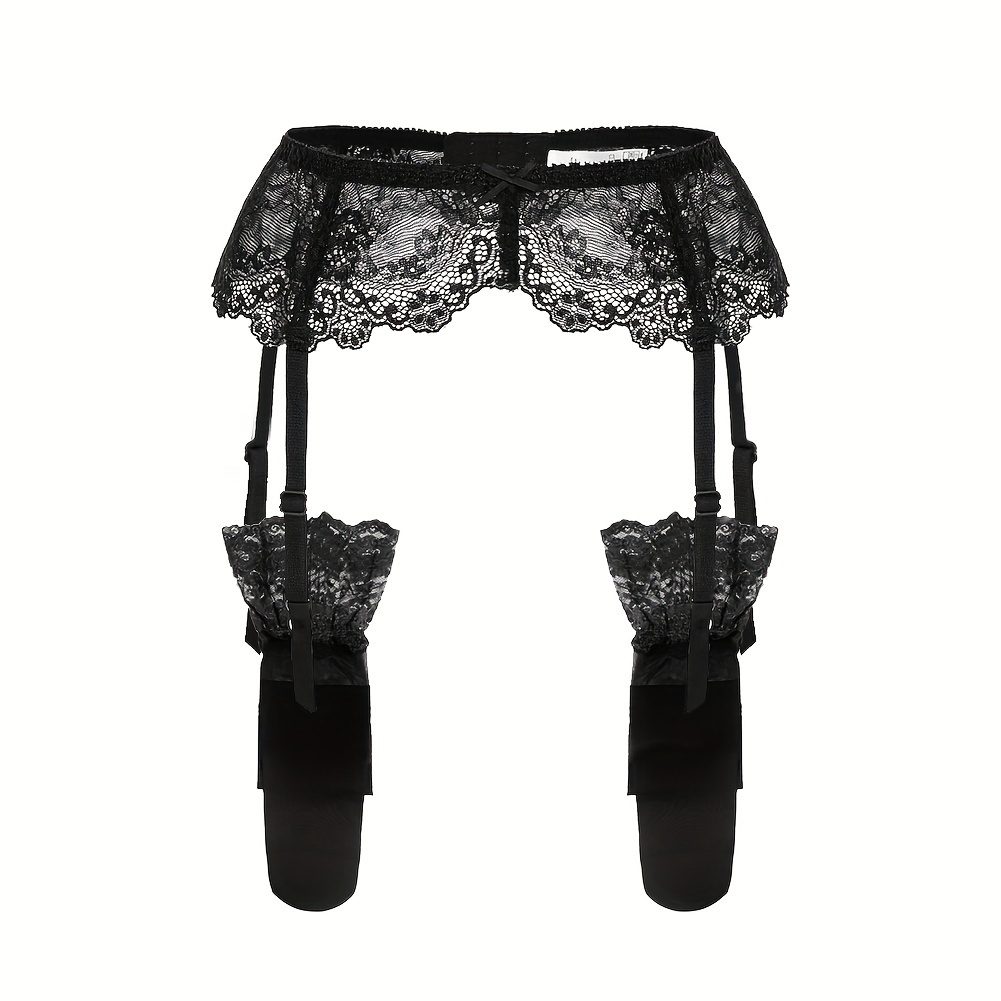 Varsbaby Lingerie Set Sexy Bra Panty Garter Belt Stockings 4 Piece