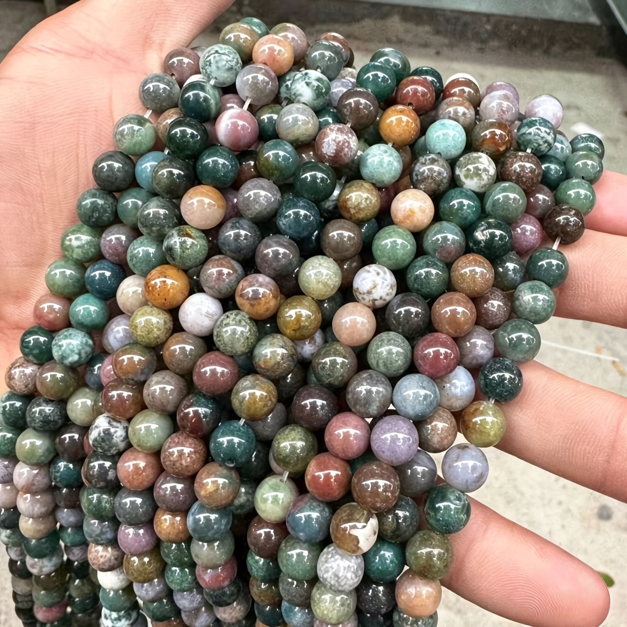 TEMU 10-30pcs Indian Agate Loose Beads, -10mm, Jewelry Making Additions For Hand Braiding