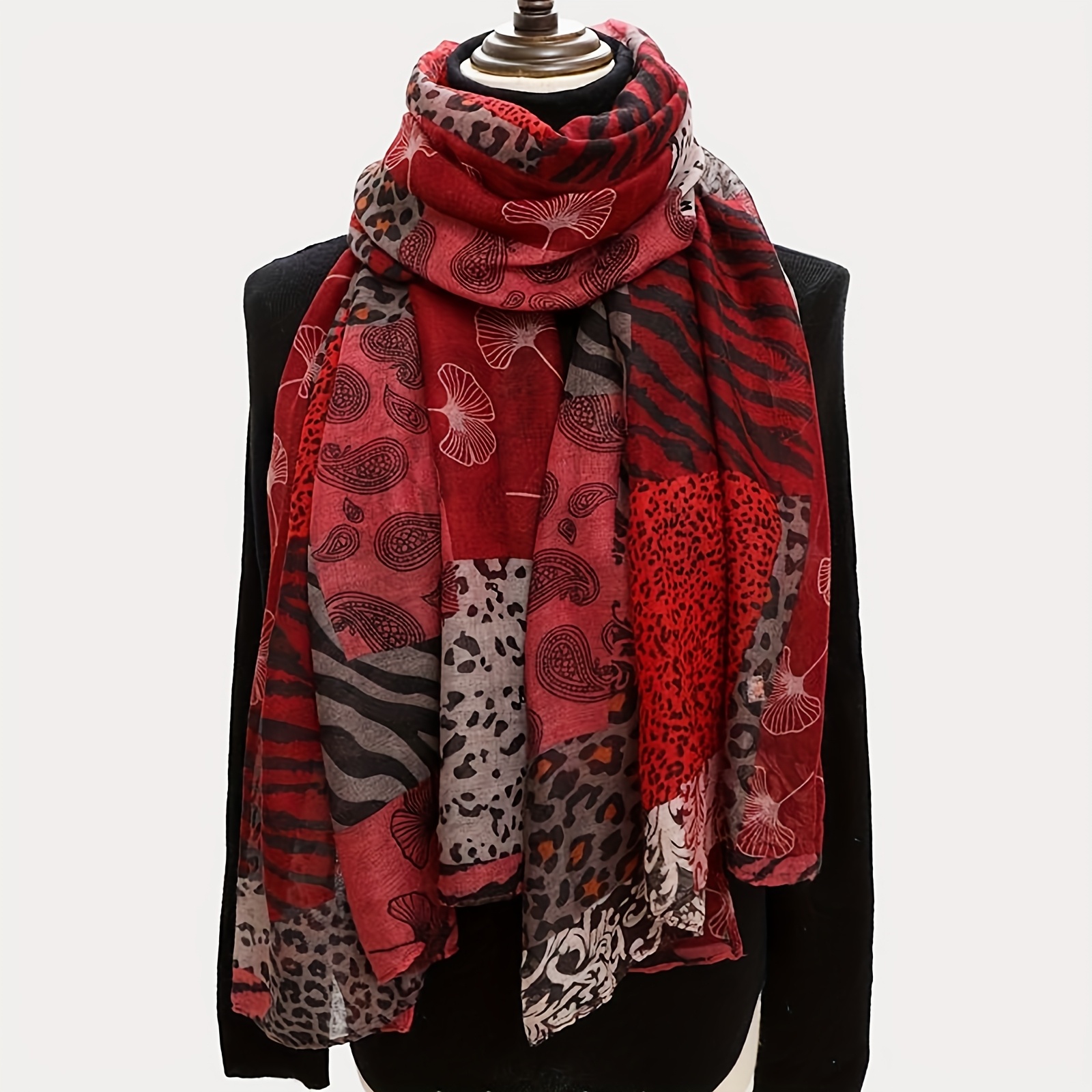 Image of Unisex Print Warm Scarf, Multifunctional And Comfortable Autumn/winter Shawl