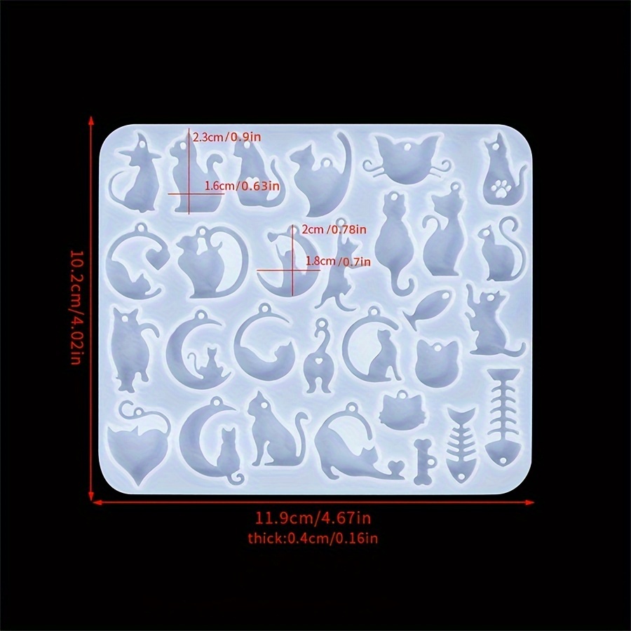 Image of Cat Claw Series Earring Silicone Mold, Moon-shaped Kitten Pendant Necklace Ear Hook Ornament Epoxy Mold