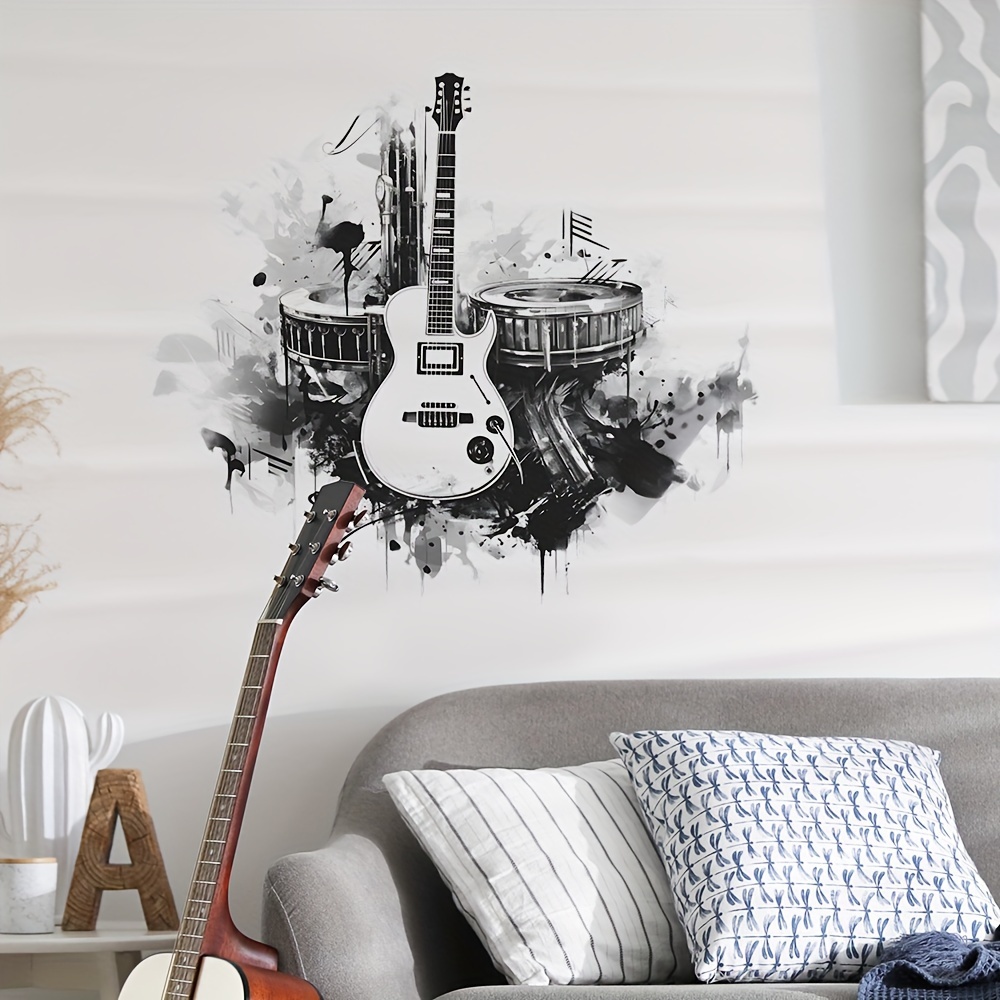 Minimalist Watercolor Music Guitar Home Background Wall Decoration Self-adhesive Wall Stickers