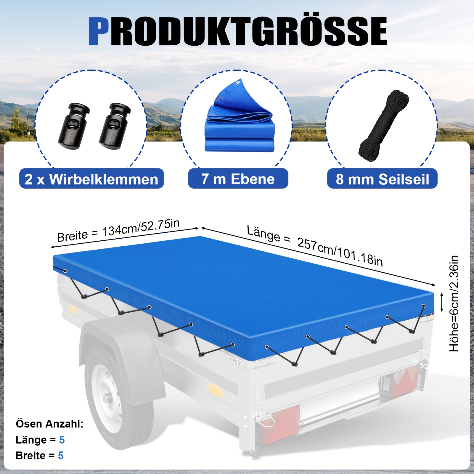 E-shop 600D Oxford-Gewebe Plane Abdeckung für Anhänger Schutz