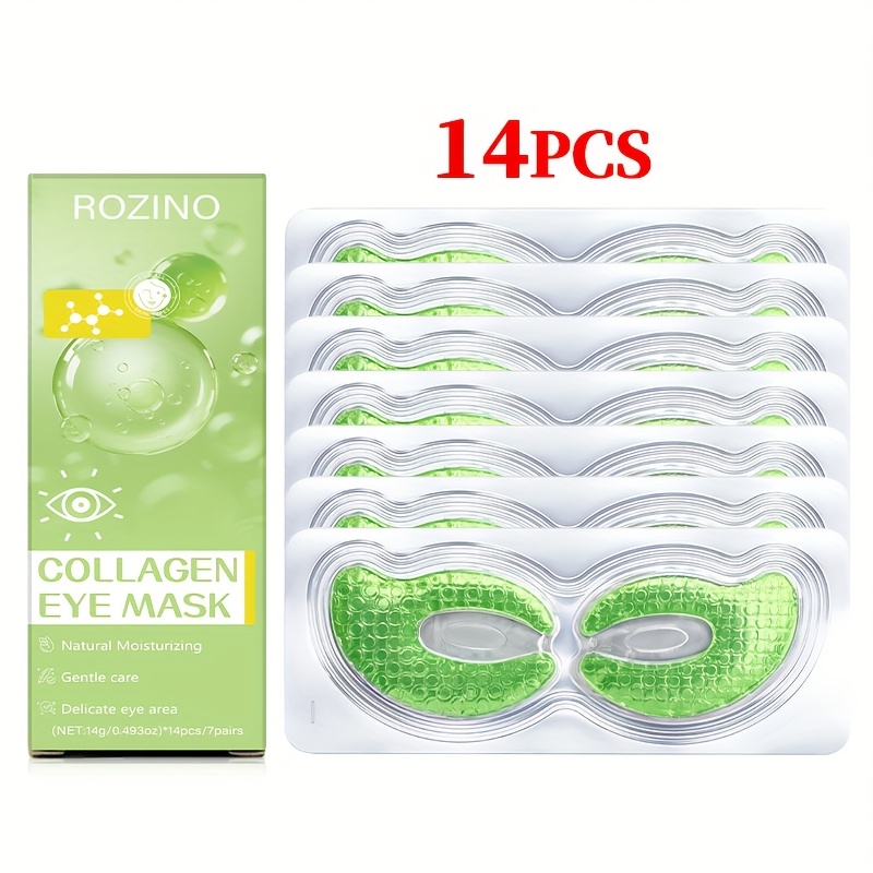 Image of 14pcs Rozino Collagen Gel Eye Mask Suitable For Wrinkle, Dark Circles &, Hydrating Under-eye Patches For Dark Circles, Suitable For Skin Types, &, Gel Formula For Skin