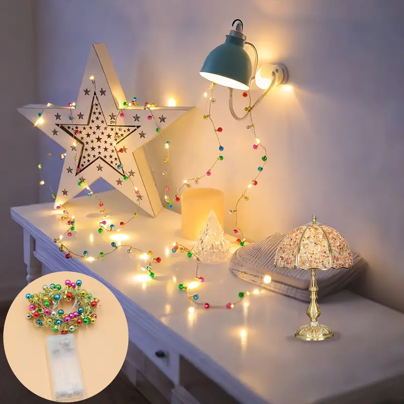 Guirnalda de luces de Navidad, 5 luces LED circulares para decoración de escenas navideñas Guirnalda de luces de Navidad, 5 luces LED circulares para decoración de escenas navideñas