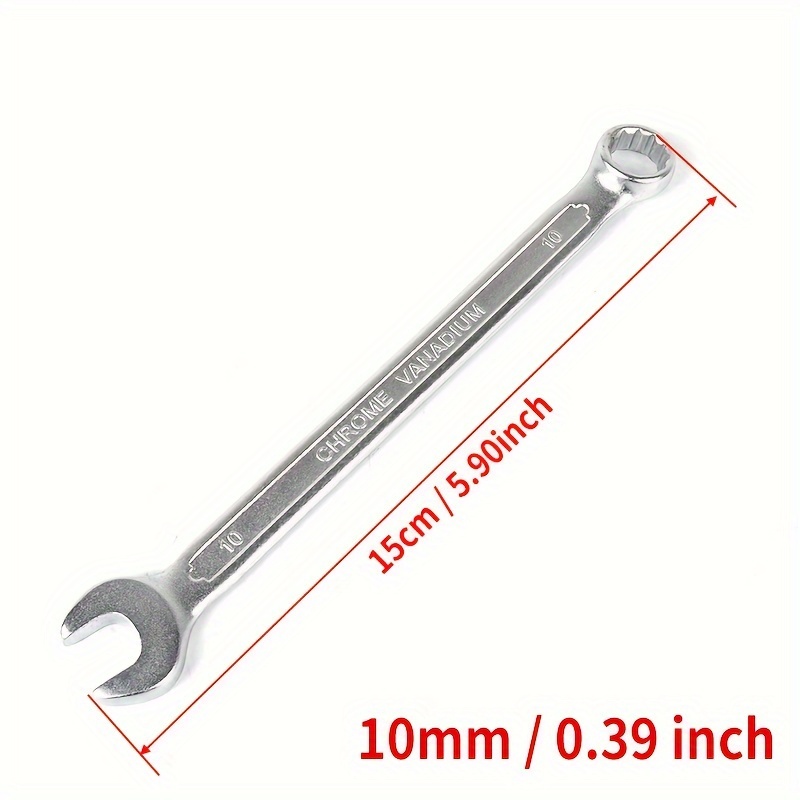 TEMU Single-ended Chrome Vanadium Steel High-quality Combination Wrench, Box End And Open End, Hardware Tools For Car Repair And Home Use