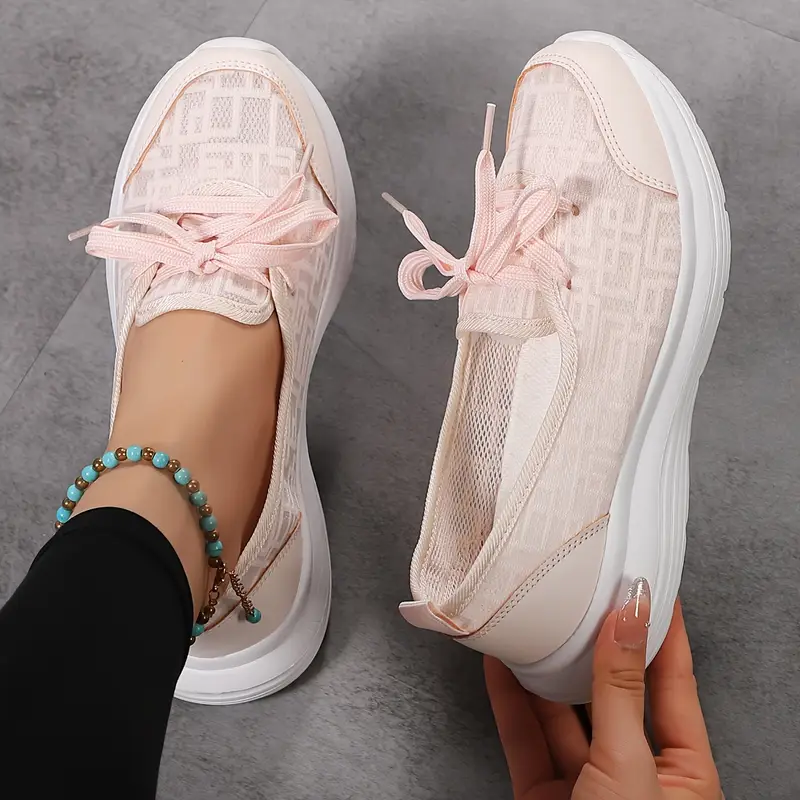 1 pair womens breathable mesh flats round toe slip on shoes with fabric insole and md sole for details 7