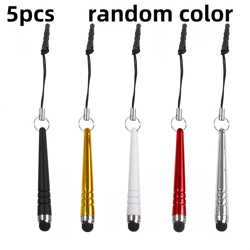 5-pack Random Colors -tip Touch Screen Stylus Capacitive Pen Touch Dust Plug Mobile Capacitive Pen Baseball Bat Capacitive Pen 9.0 Writing Pen