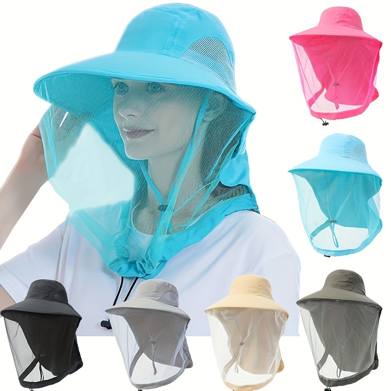 

Women's Bucket Hat With Net Mesh Summer Anti-mosquito Sun Protection Head Net Hat For Outdoor Fishing Hiking Gardening For Man