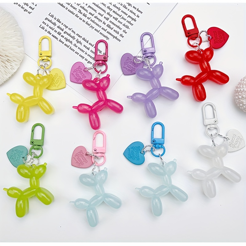 

1/8pcs Balloon Dog Keychain Cute Jelly Color Acrylic Animal Key Chain Ring Bag Backpack Charm Earbud Case Accessories Women Daily Use Gift