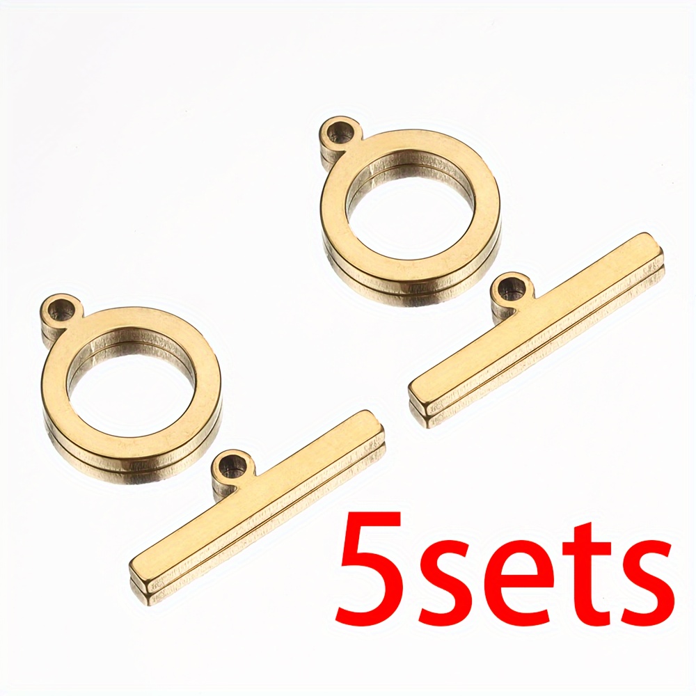 TEMU 5 Sets de Boucles de Bijoux Plates en Acier Inoxydable OT pour , Bracelets et Additions de Faites Maison