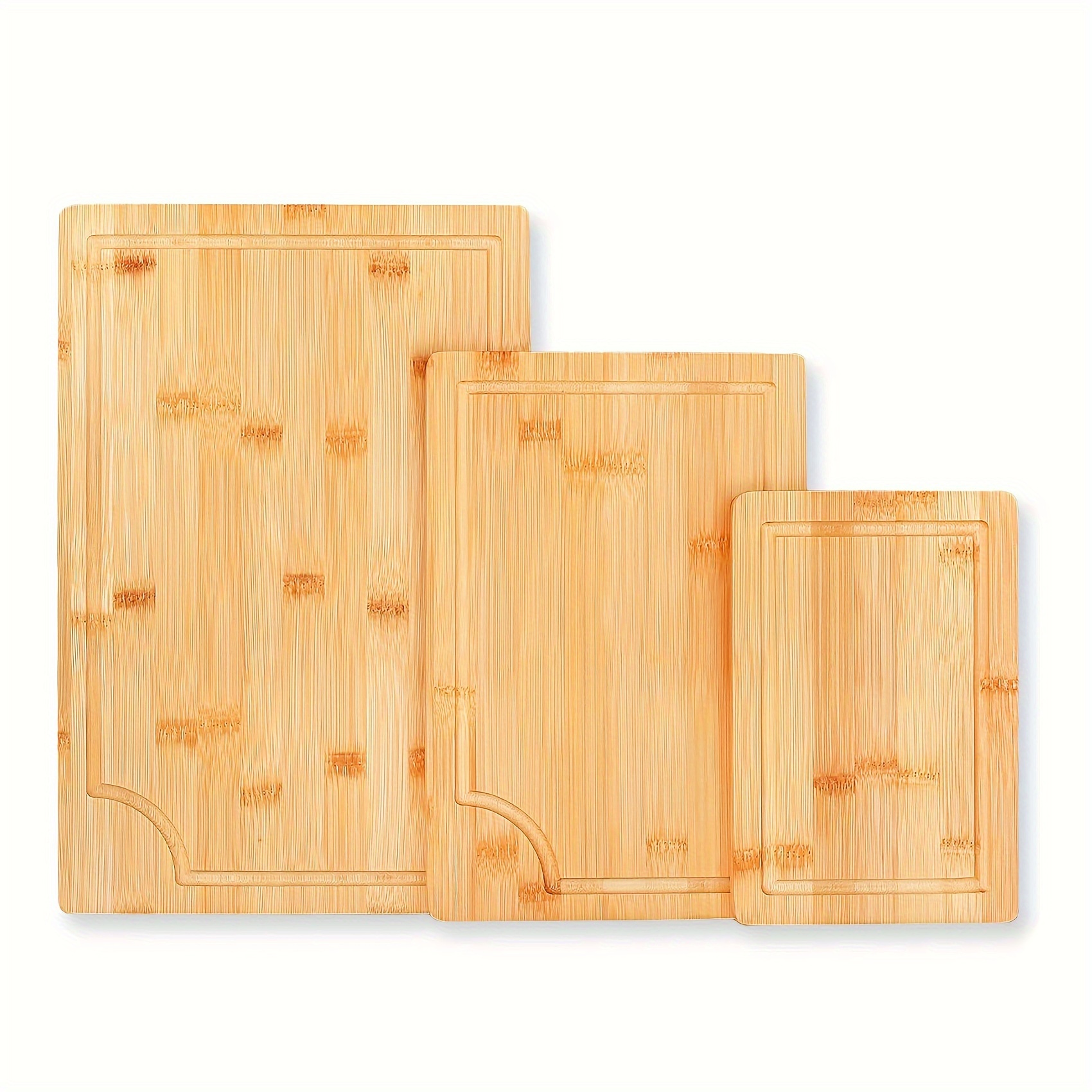 Bamboo Cutting Board 3pcs Set, Kitchen Cutting Board 3 Different Sizes