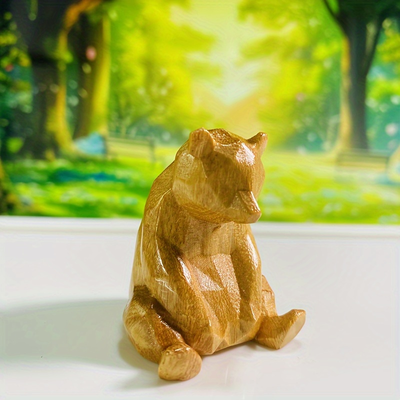 

Wooden Bear Figurine - Handcrafted Stone Bear Decor For Home, Office & Living Room