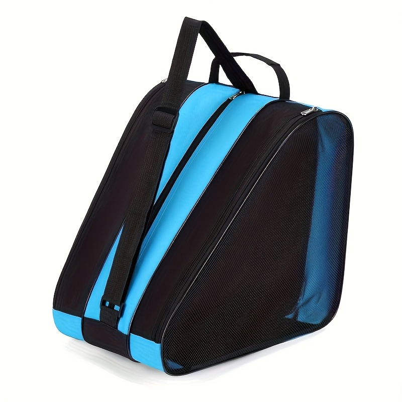 TEMU Large Capacity 3-layer Ice Skating Bag With Heavy-duty Shoe Storage - Adjustable Shoulder Strap & Logo Window For Inline Skates, Roller Skates,