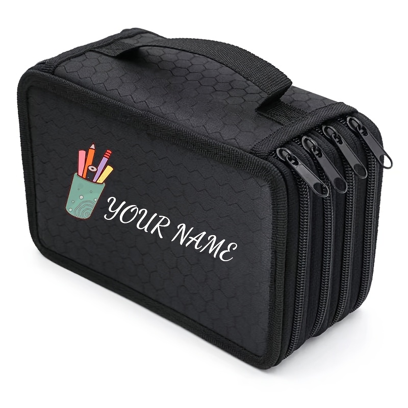 Image of Custom 1pc Portable Solid Color Four-layer Pencil Case, 72-hole Pencil Storage Pouch With Zipper, For Colored Pencils, Drawing Pens, Coloring Pens, Suitable For Students And Art Enthusiasts