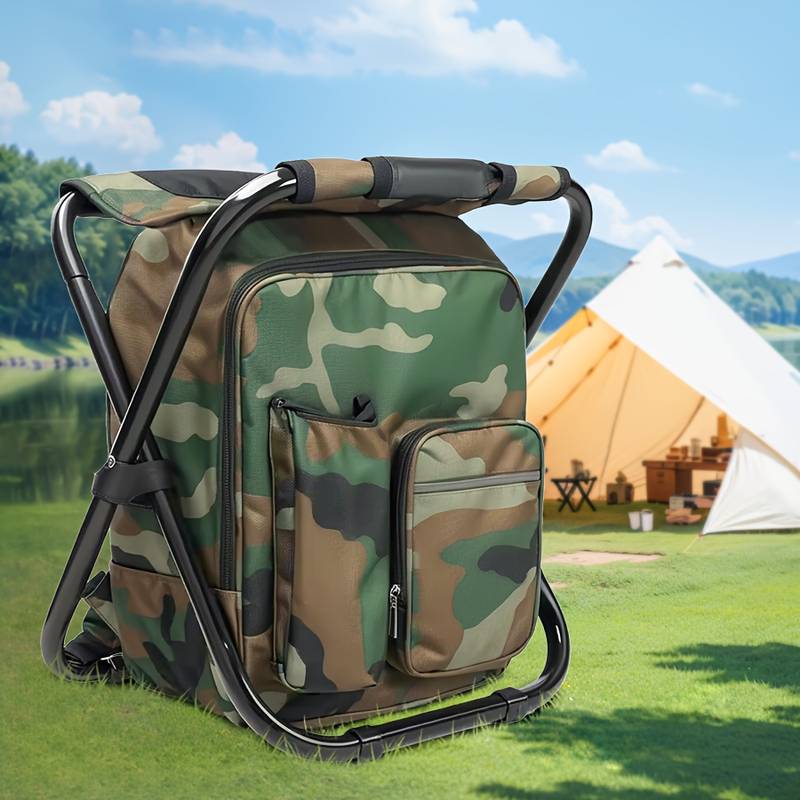 XHT Folding Stool & Insulated Cooler Bag Backpack Chair – 2-in-1 For Beach, Fishing, Camping